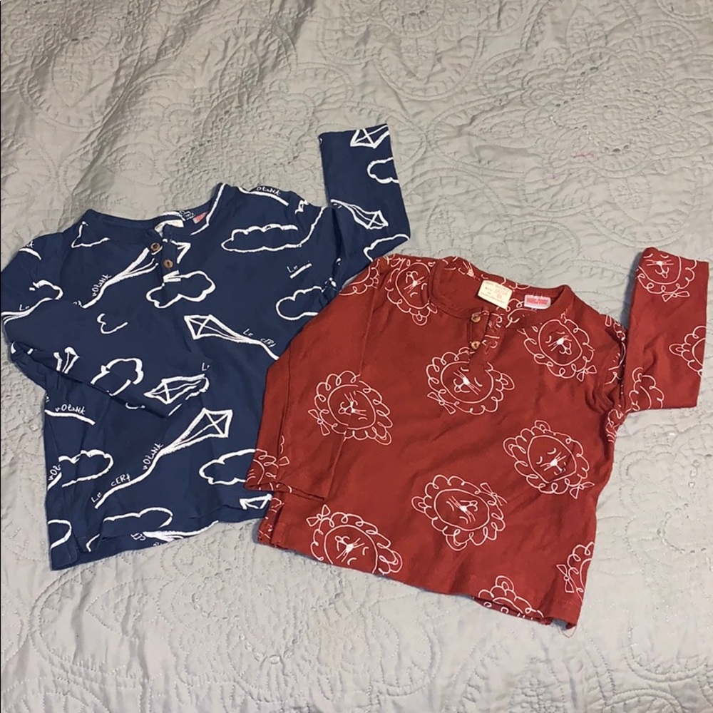 Set of 2 Zara baby boy long sleeve size 12-18 mo